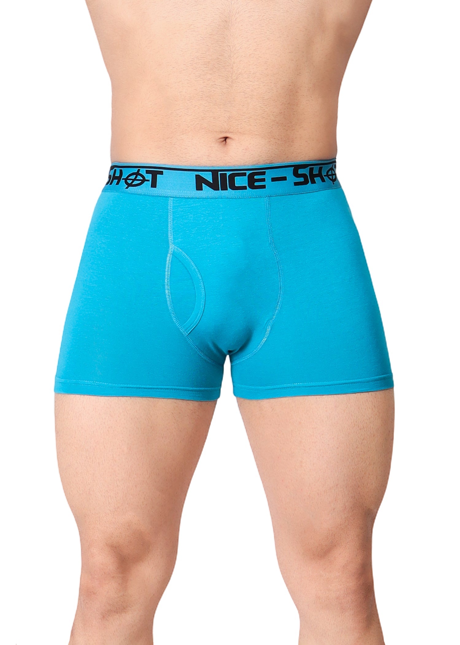 Men’s Boxer Briefs – Sky Blue with Black “NICE SHOT” Waistband