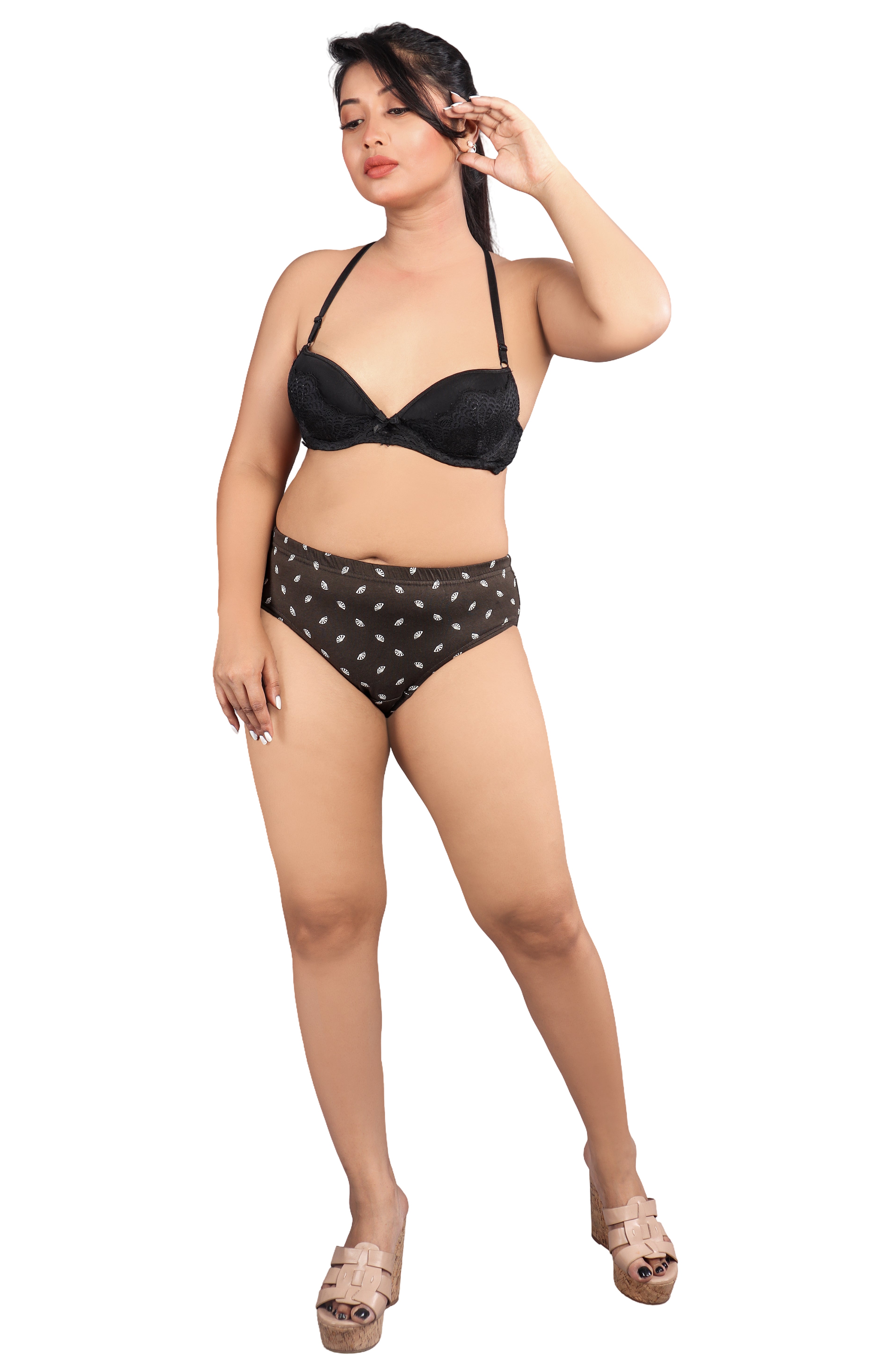 Women’s Printed Mid-Rise Briefs – Chocolate Leaf