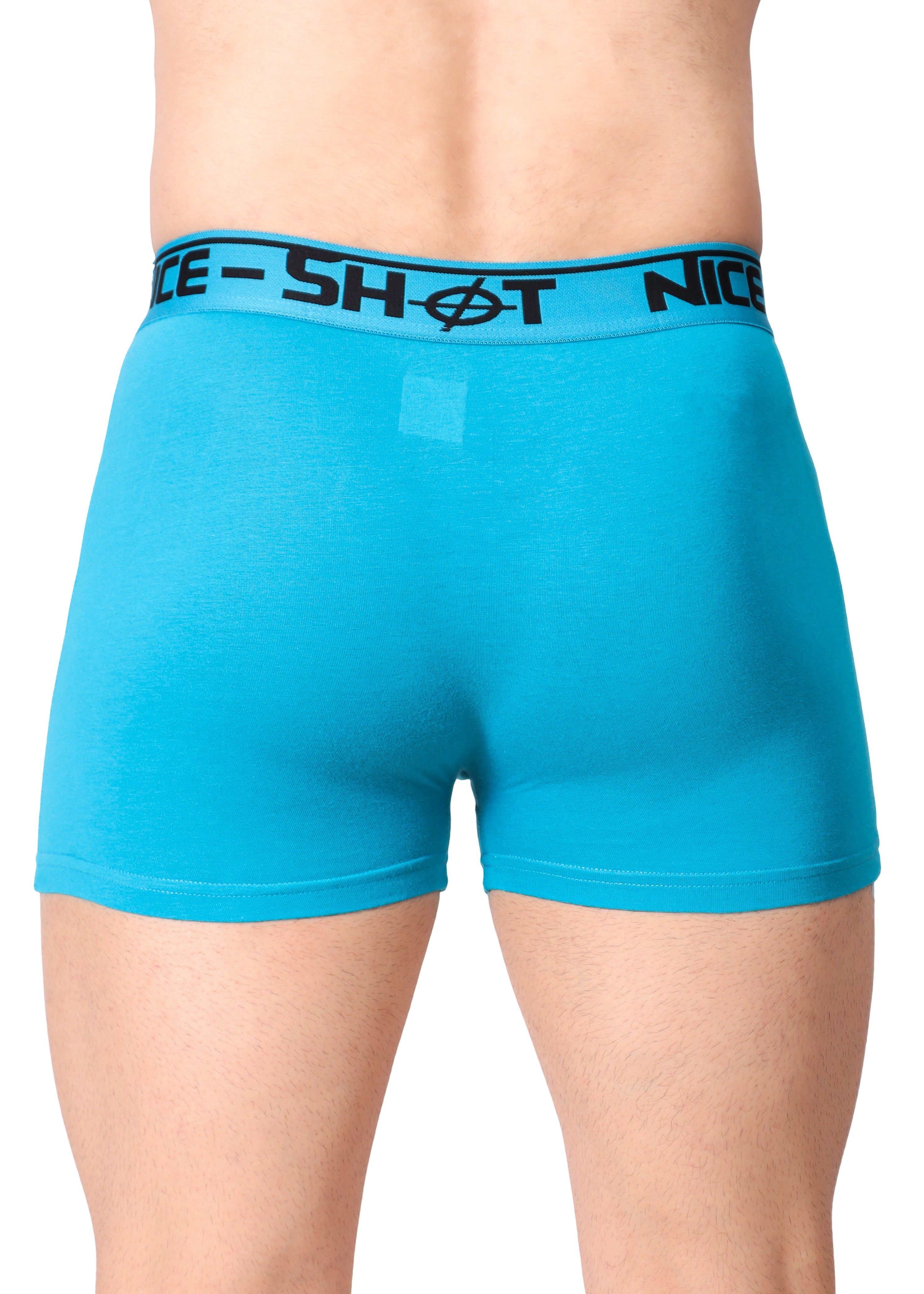 Men’s Boxer Briefs – Sky Blue with Black “NICE SHOT” Waistband
