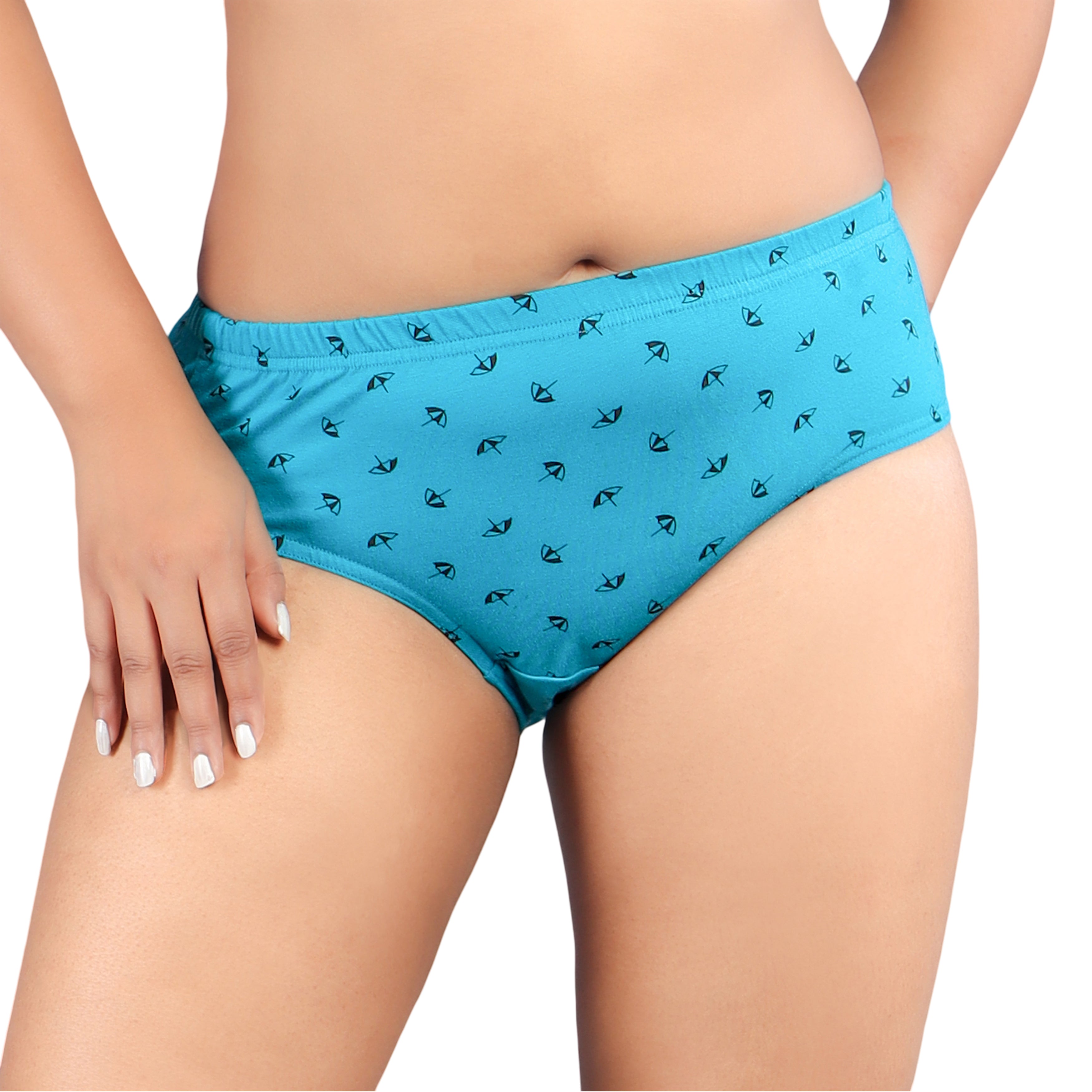 Women’s Printed Mid-Rise Briefs – Aqua Blue