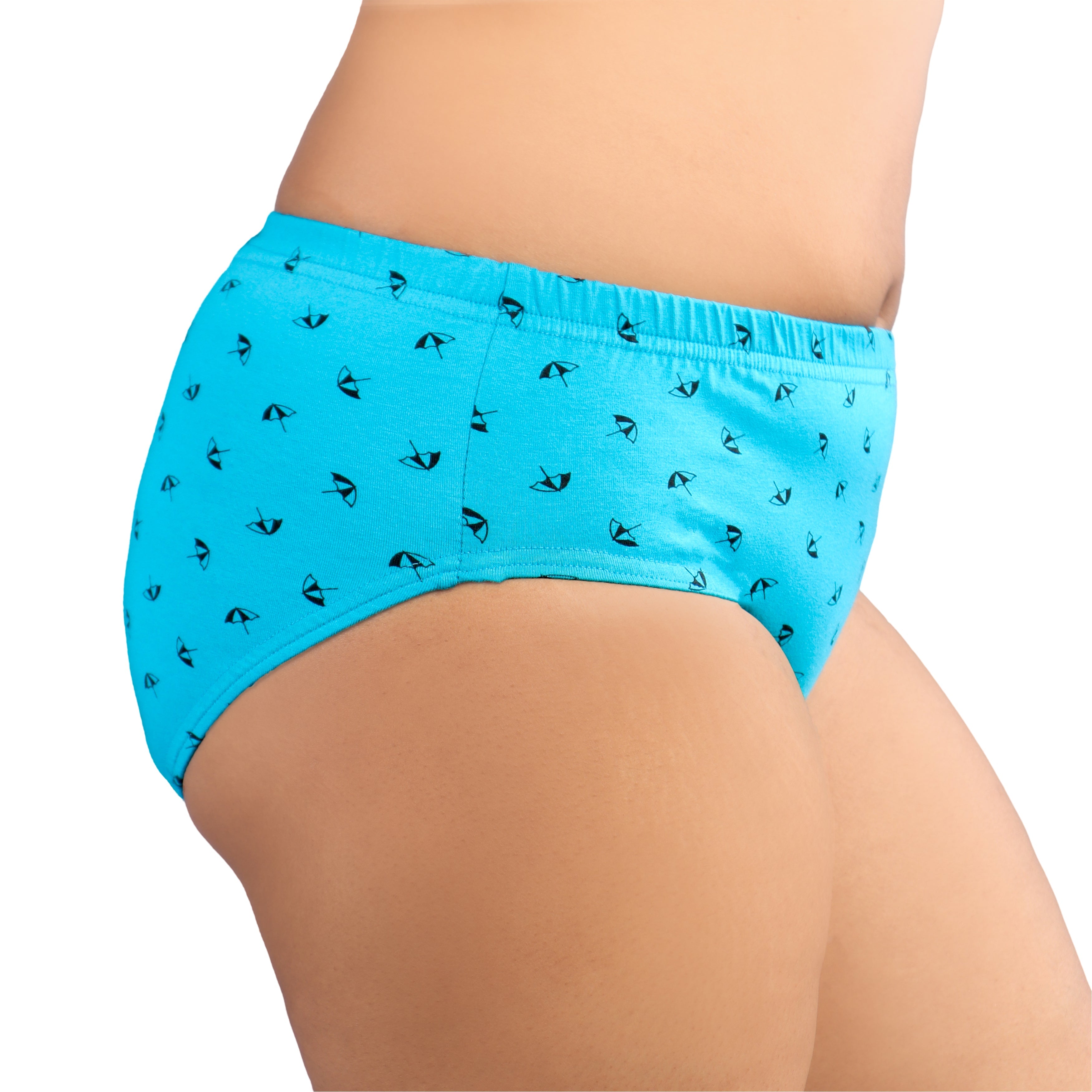 Women’s Printed Mid-Rise Briefs – Aqua Blue