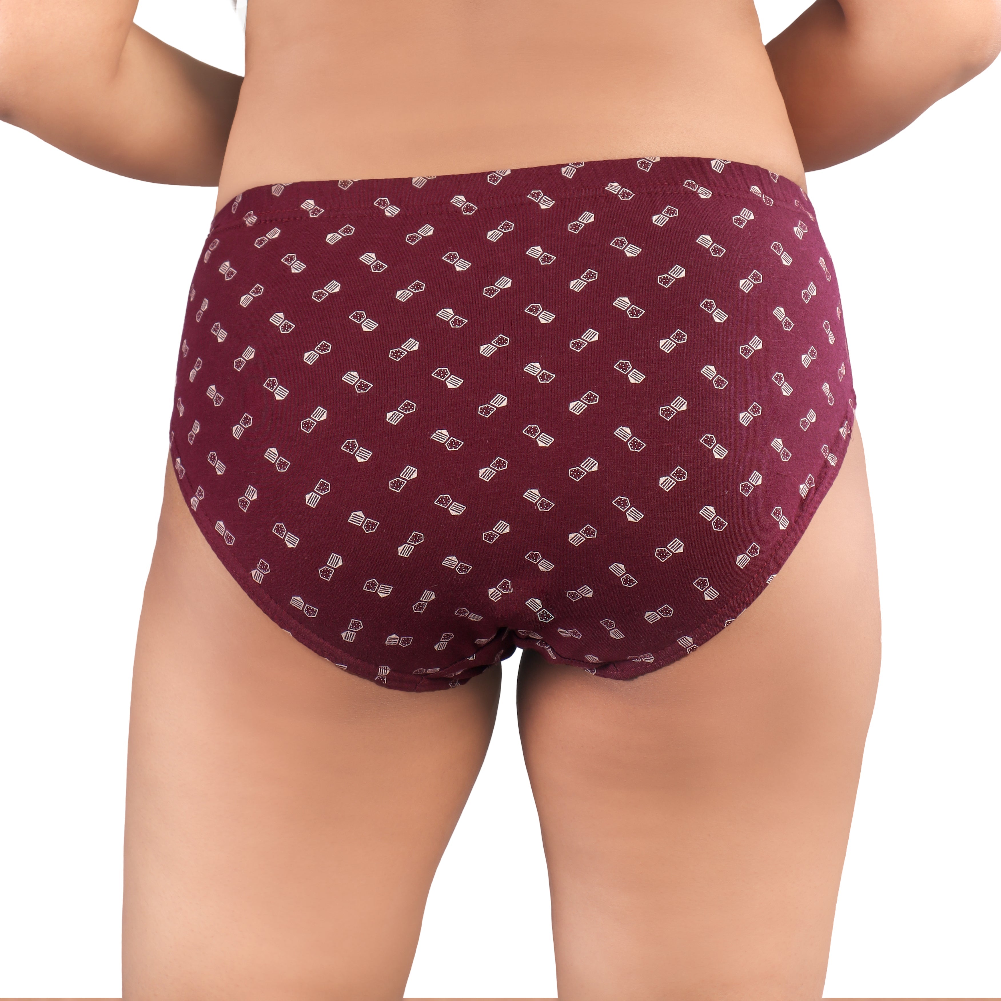 Women's Printed Full-Coverage Briefs – Maroon Bow Charm