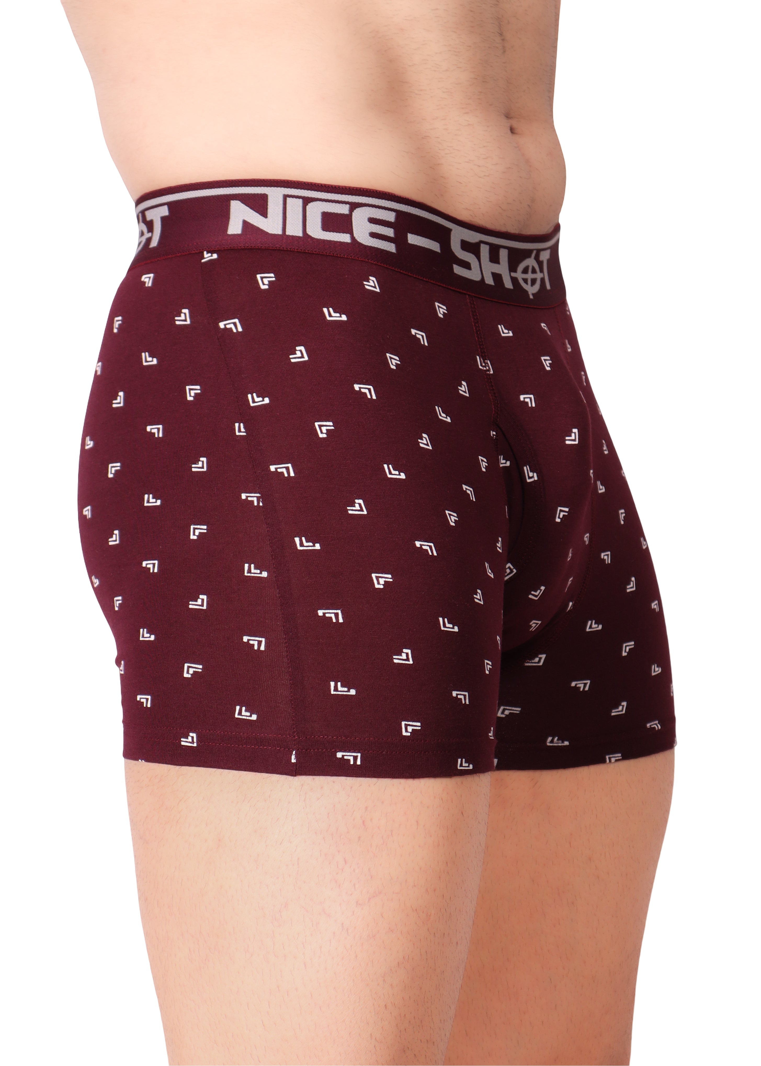 Men’s Boxer Briefs – Maroon Micro Print Design