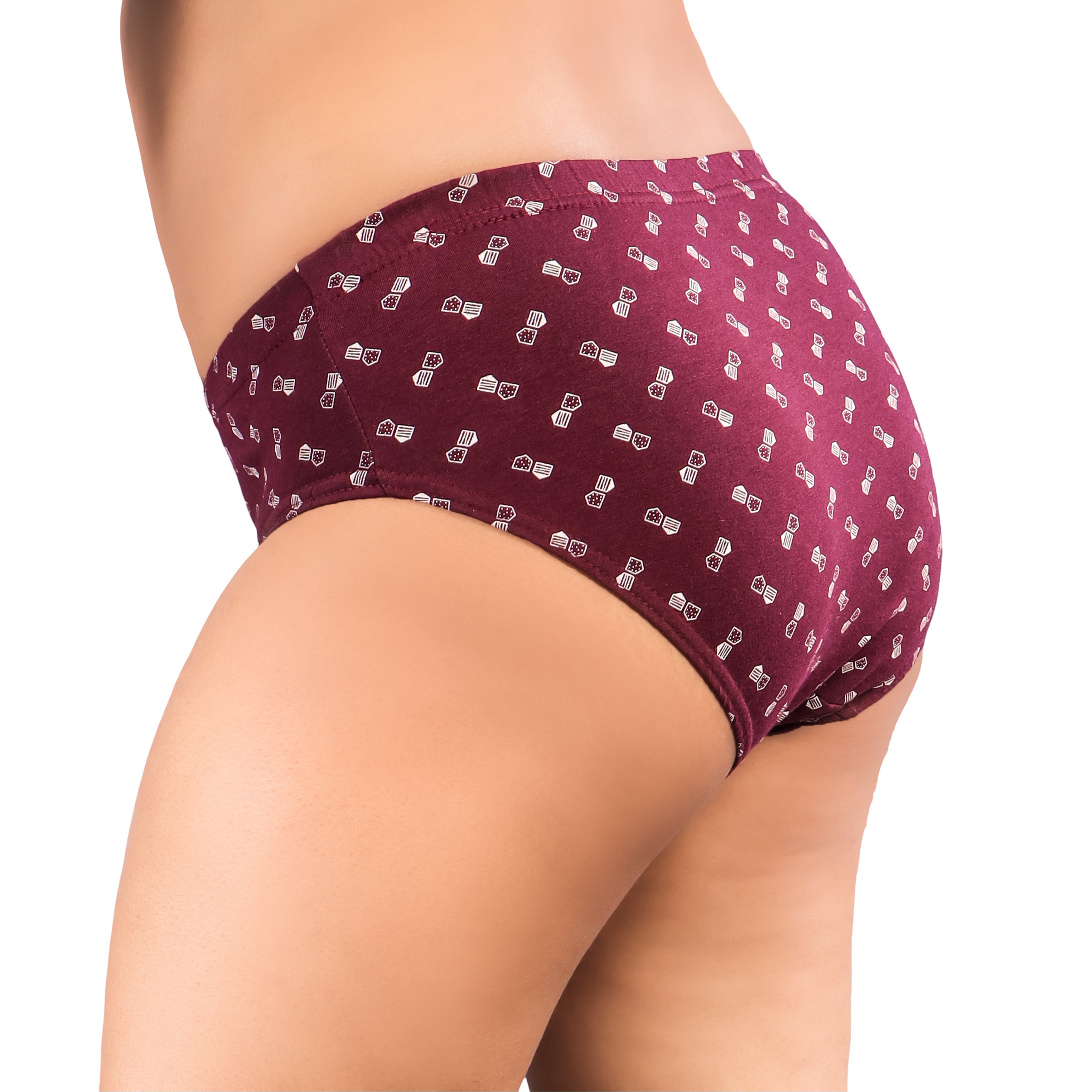 Women's Printed Full-Coverage Briefs – Maroon Bow Charm