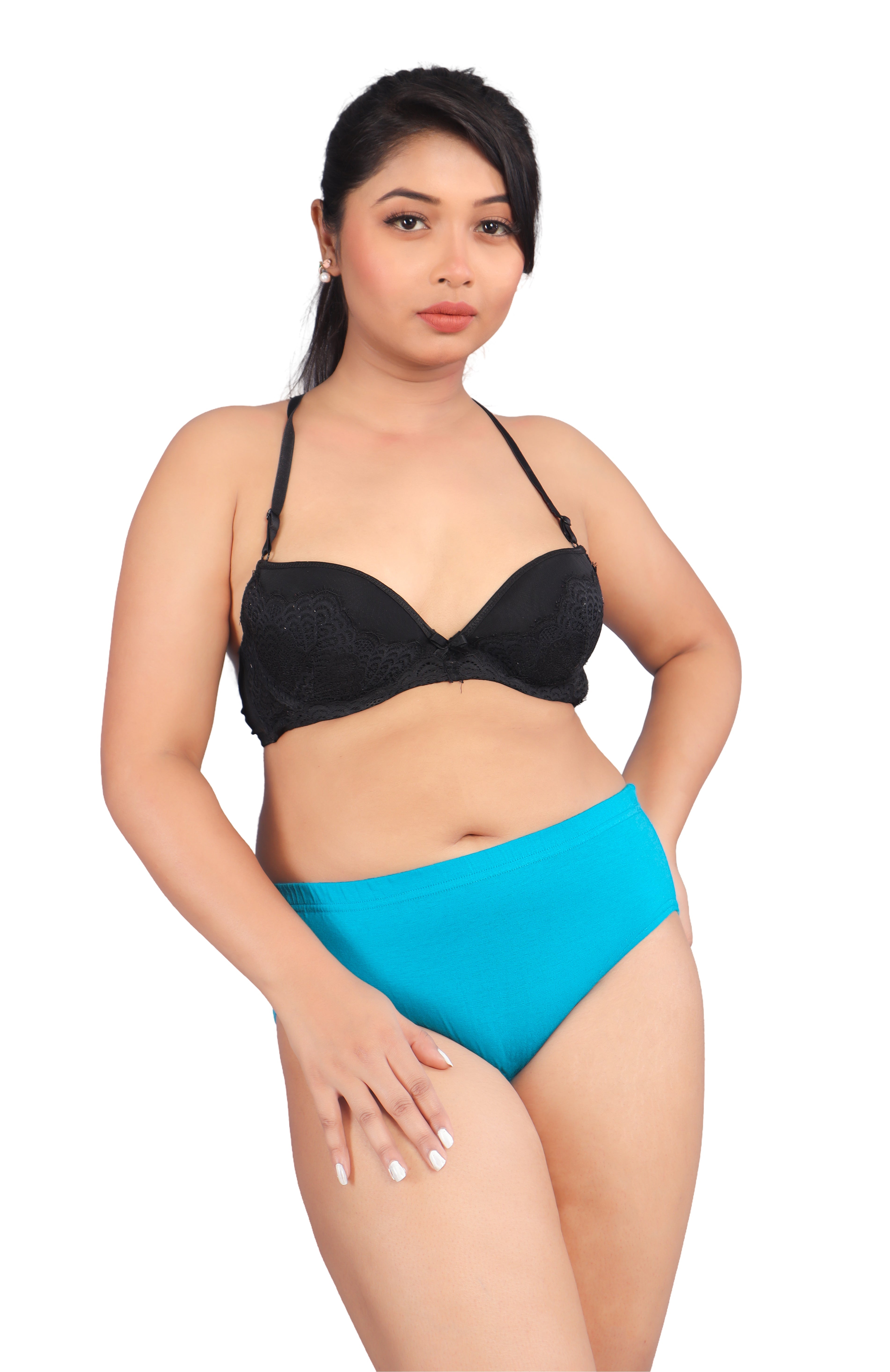 Women’s Seamless High-Waist Briefs – Aqua Blue