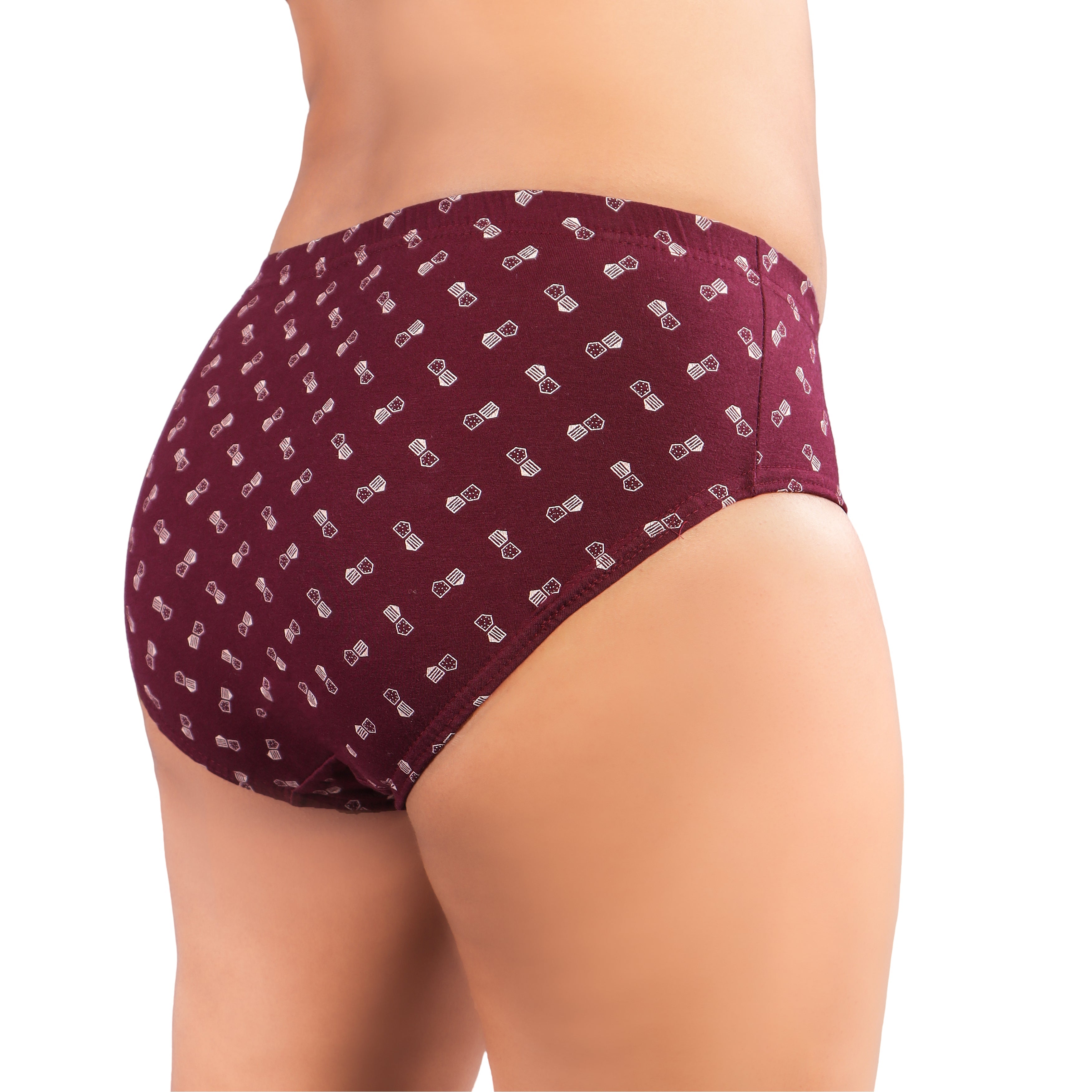 Women's Printed Full-Coverage Briefs – Maroon Bow Charm