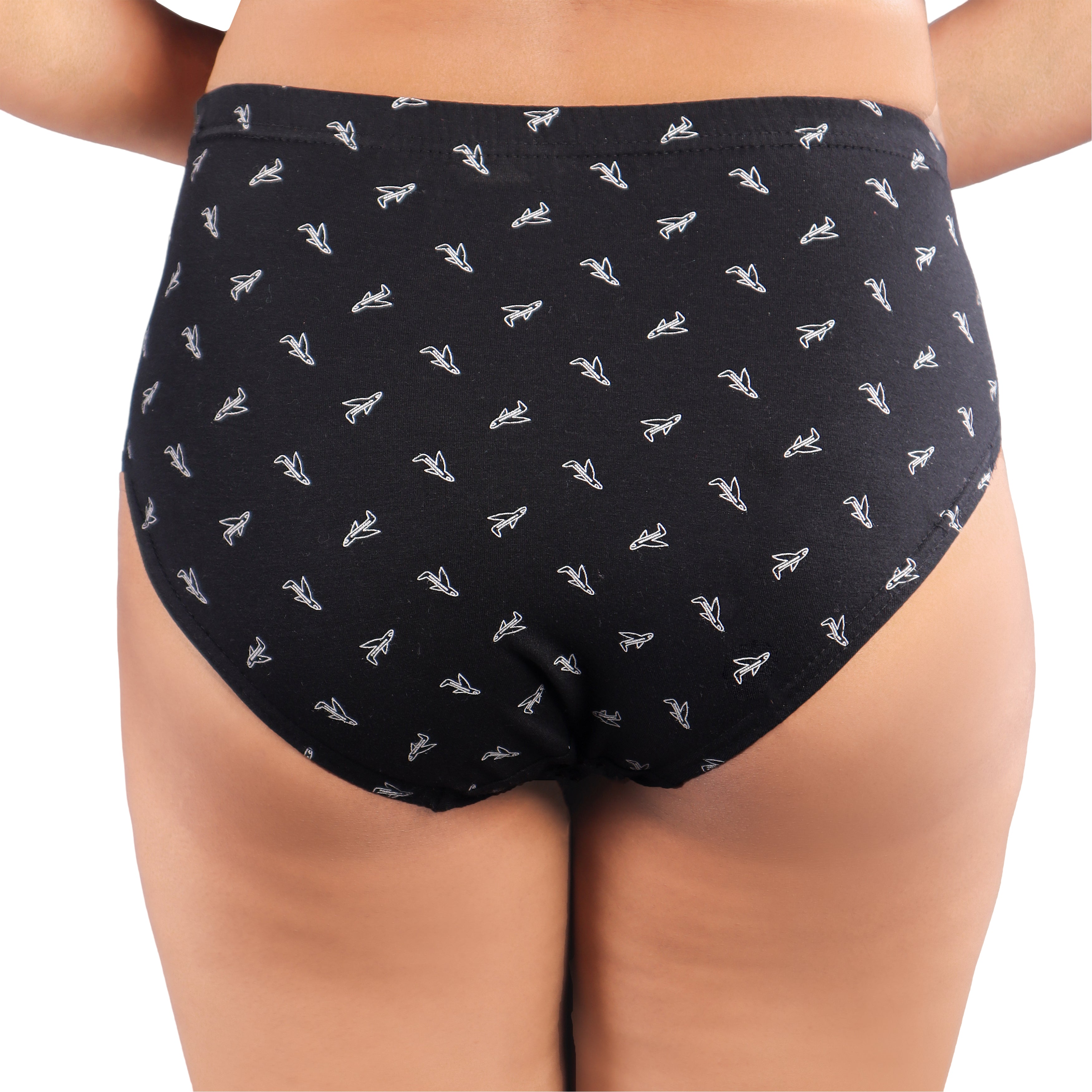 Women’s Printed Full-Coverage Briefs – Black Blossom