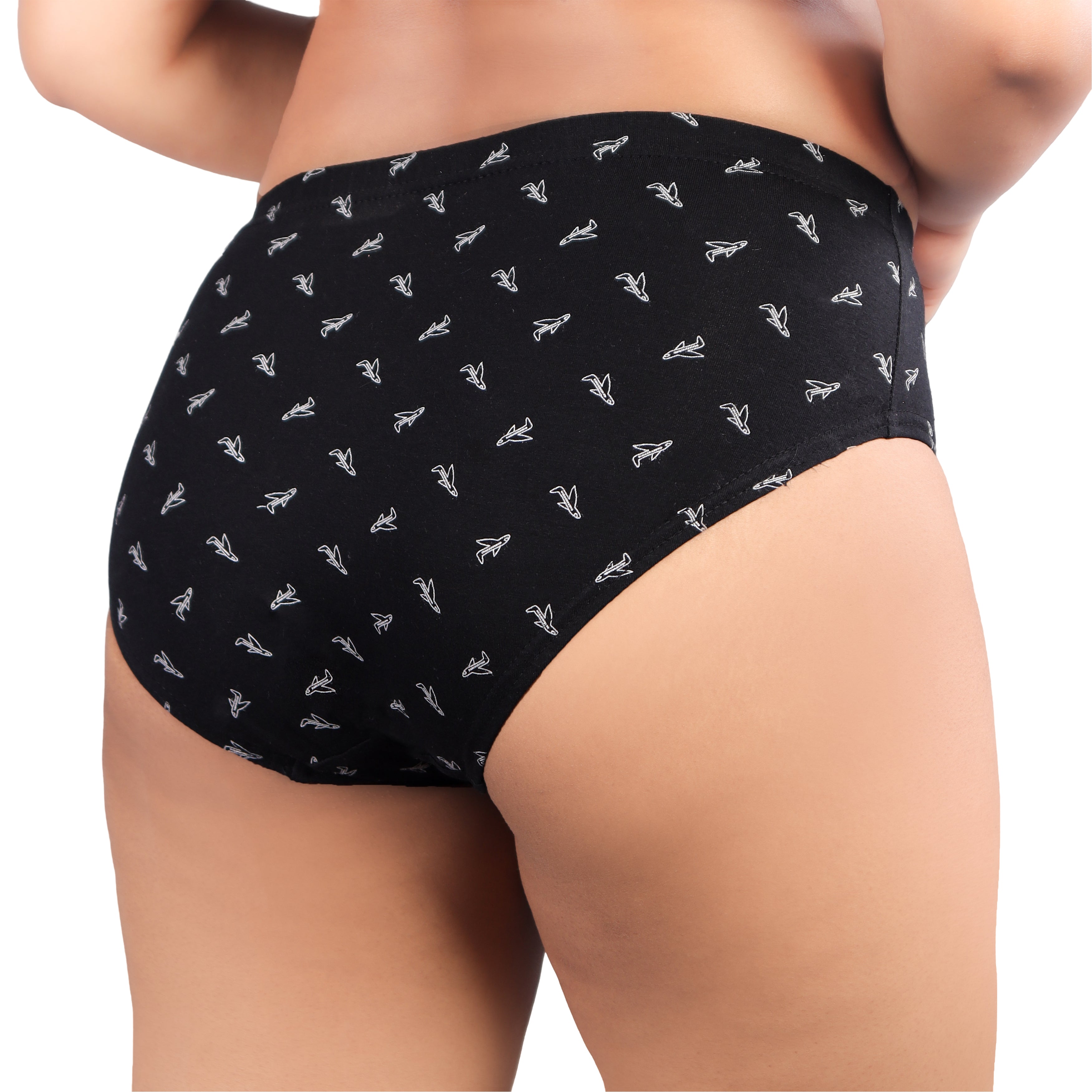 Women’s Printed Full-Coverage Briefs – Black Blossom