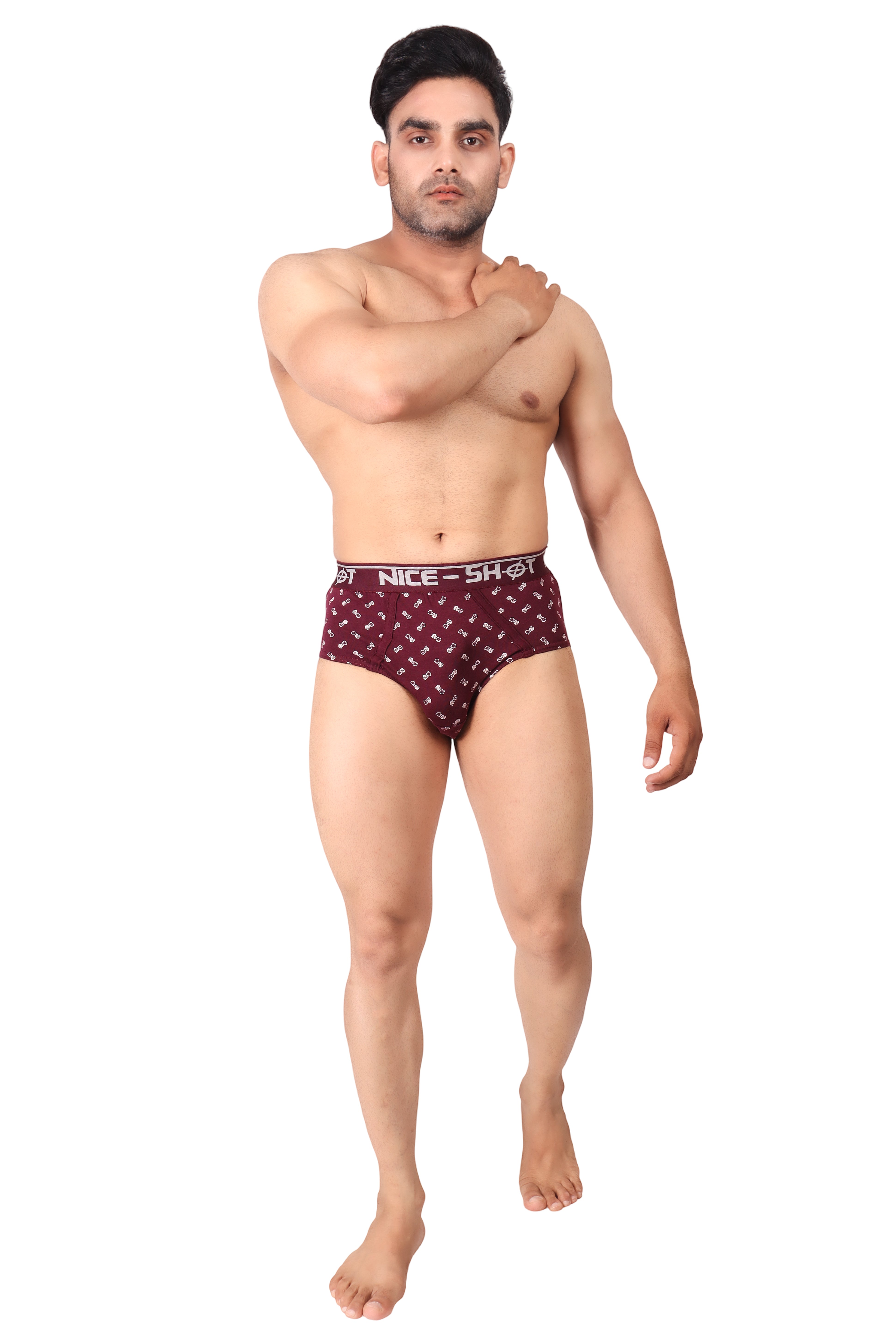 Men’s Maroon Printed Briefs – Urban Edge by NICE SHOT