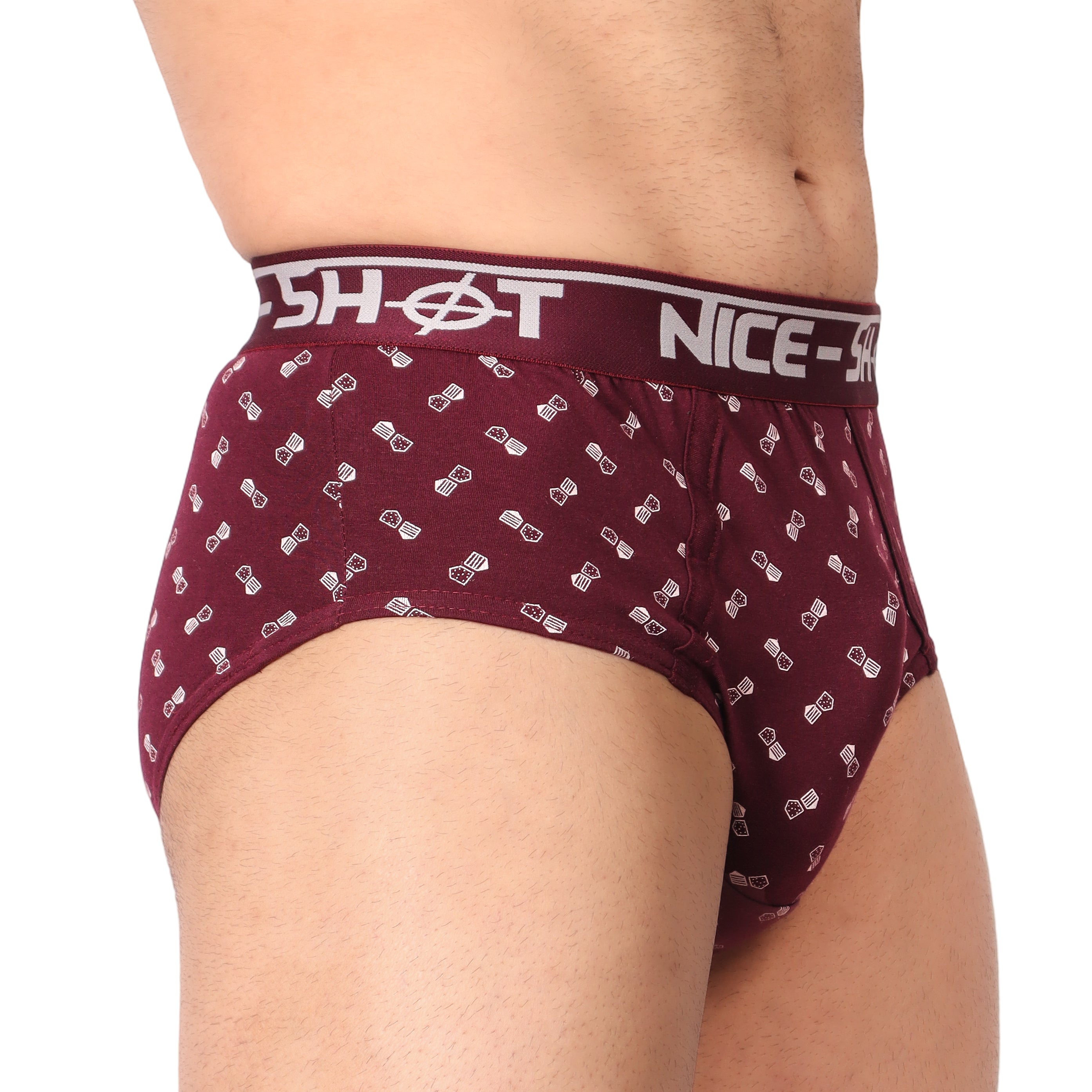 Men’s Maroon Printed Briefs – Urban Edge by NICE SHOT
