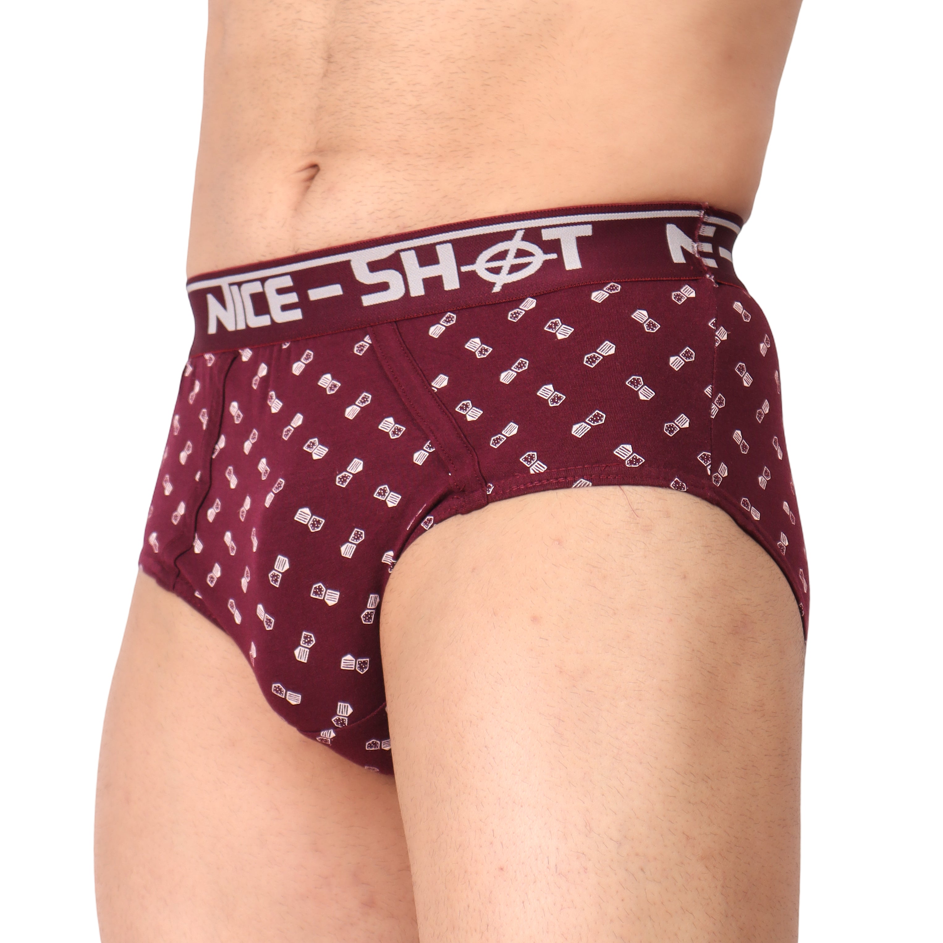 Men’s Maroon Printed Briefs – Urban Edge by NICE SHOT