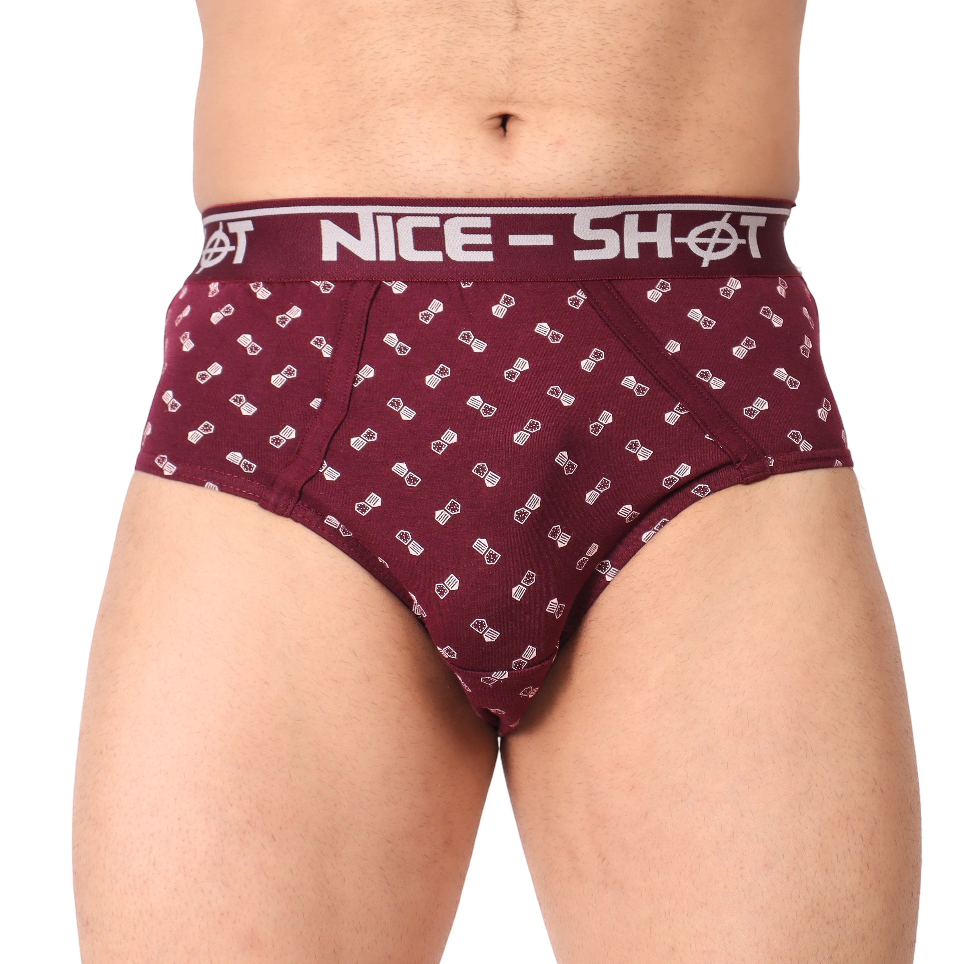 Men’s Maroon Printed Briefs – Urban Edge by NICE SHOT