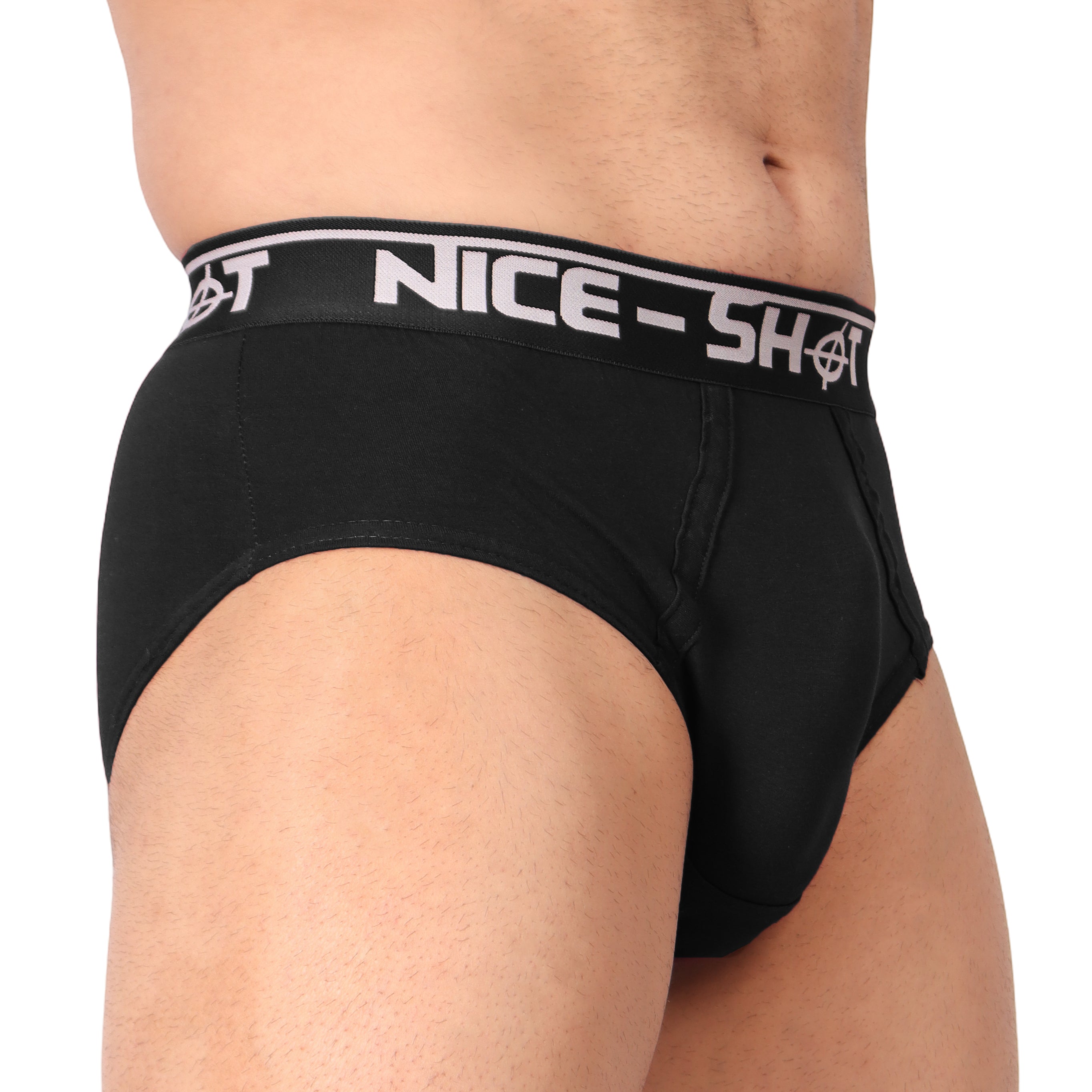 Men’s Solid Black Briefs – Core Classic by NICE SHOT