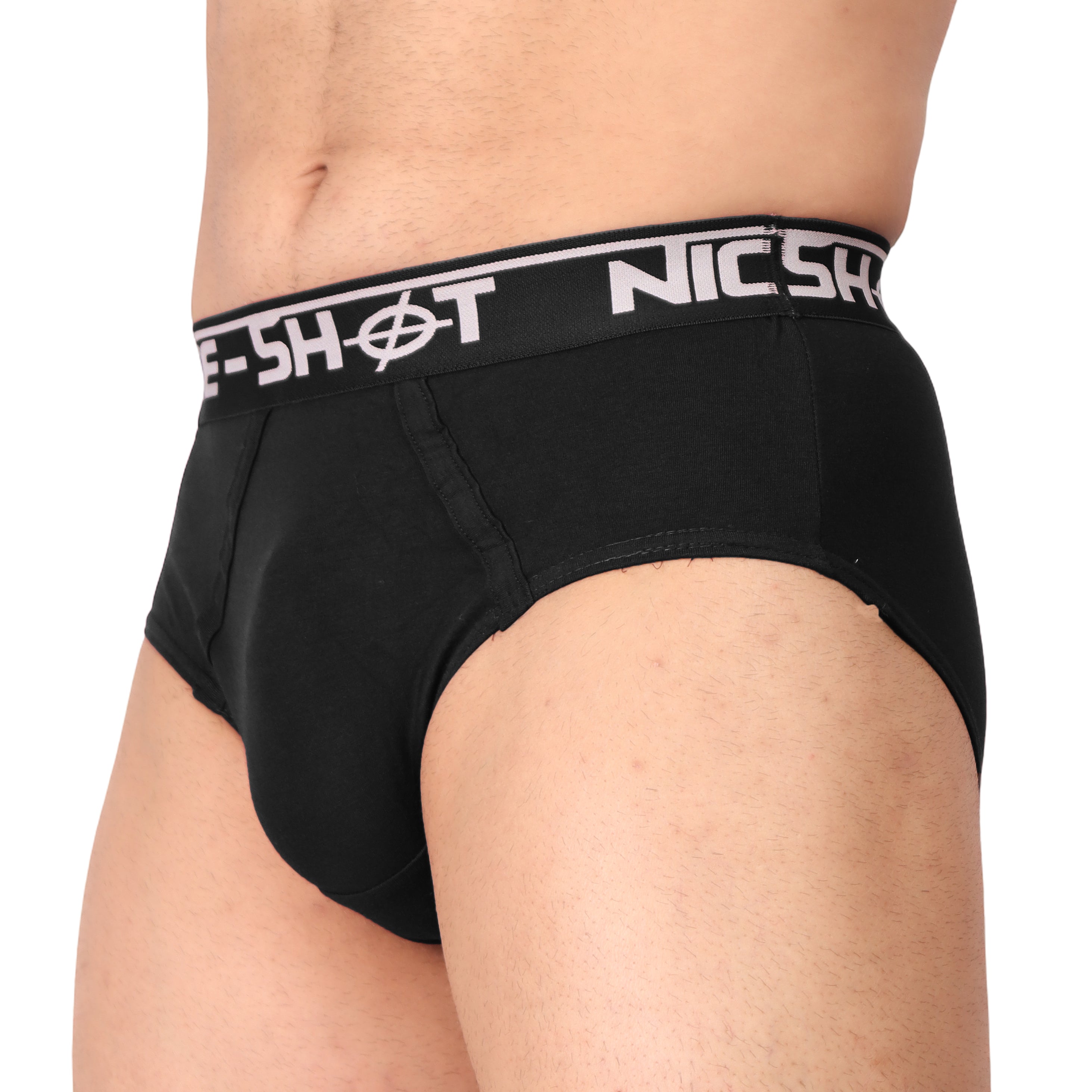 Men’s Solid Black Briefs – Core Classic by NICE SHOT