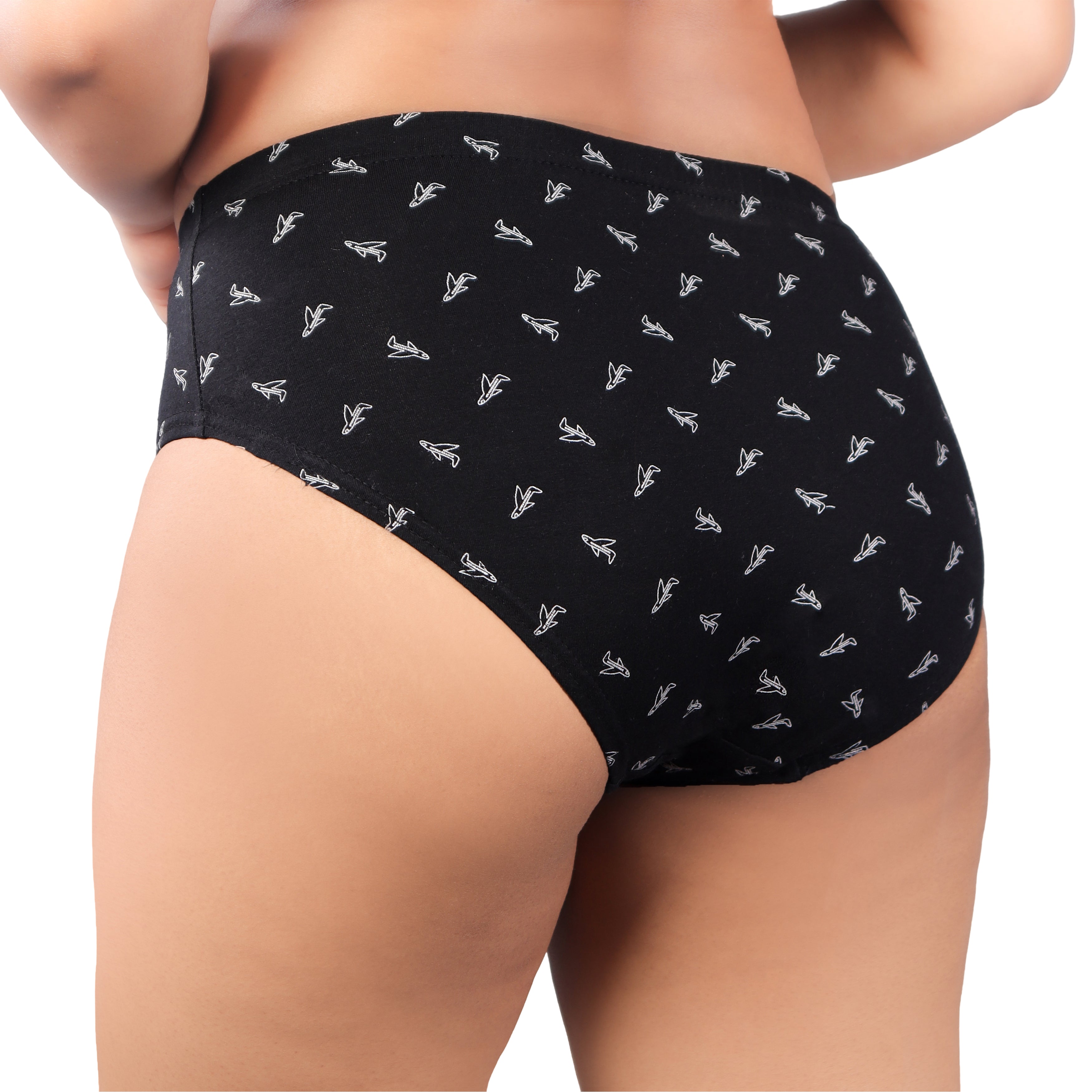 Women’s Printed Full-Coverage Briefs – Black Blossom