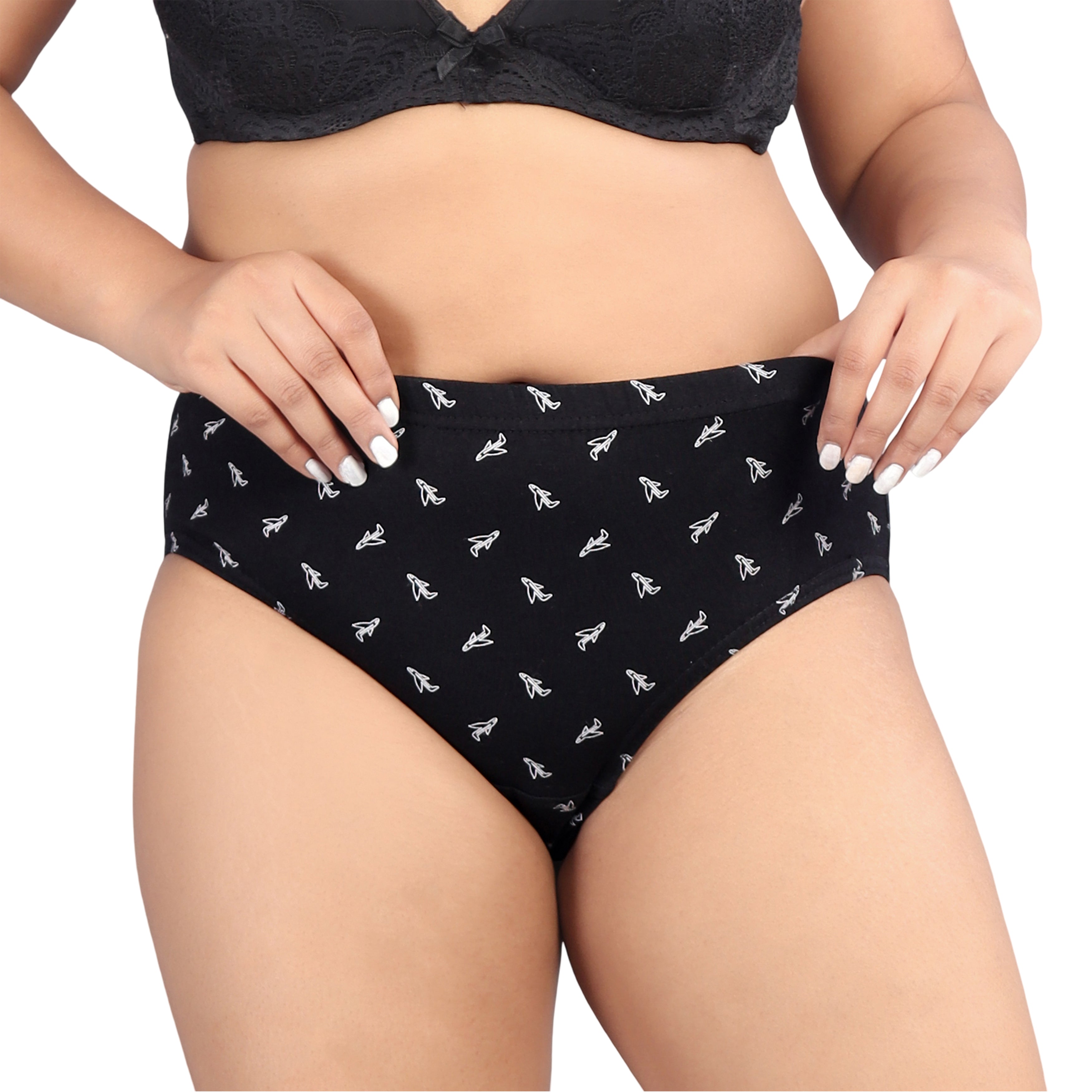 Women’s Printed Full-Coverage Briefs – Black Blossom